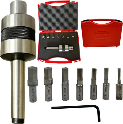 ASSORTS MT2 Live Revolving Center with HEX Rotary Broach Punches – Precision Lathe Accessory for Internal Hexagon Broaching