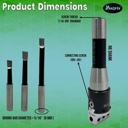 QUALITY PRECISION BORING HEAD DIAMETER 1.5" INCHES WITH CARBIDE TOOLS// 1 DIV: 0.001 THOU