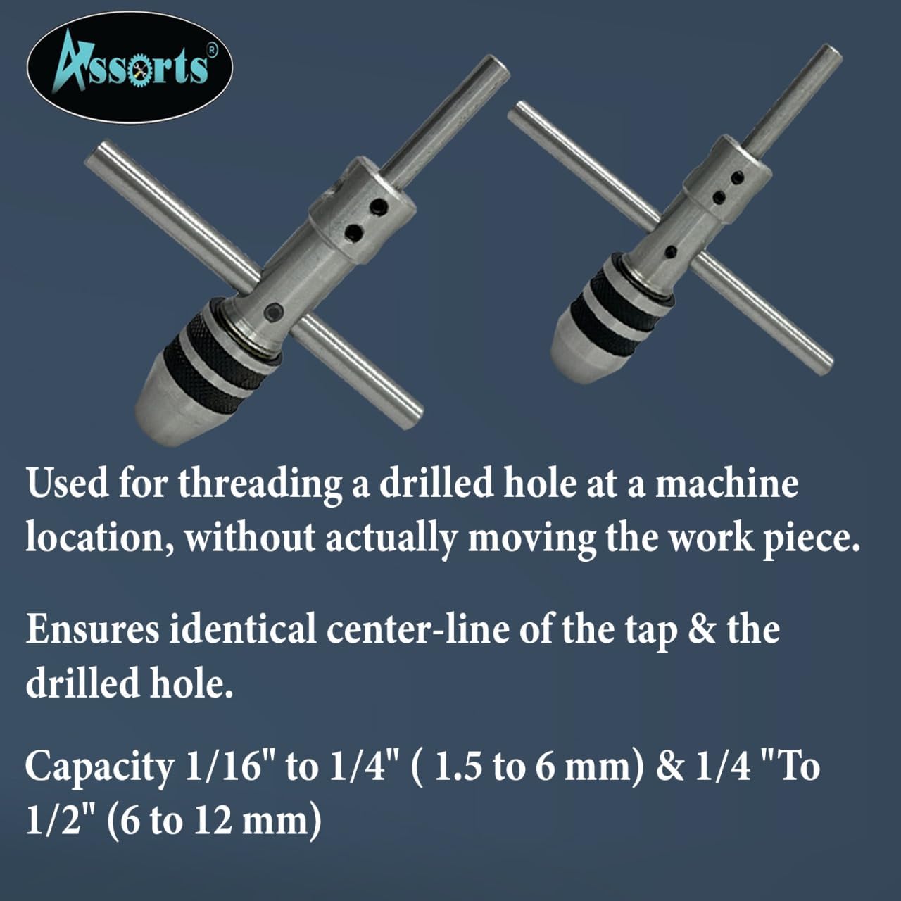 New Pilot Tap Wrench Spindle 3/32"-1/4" & 1/4"-1/2" -Tap,Thread, Drill Press, Lathe (Set of 2 Pcs)