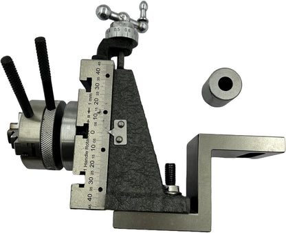 Assorts New Mini Fixed Vertical Slide (90mm x 50mm) with 3-Slots and Precision Side Scale, Z-Angle Plate, and 50mm 4-Jaw Self-Centering Chuck with Back Plate - for Mini Lathe Metalworking Projects