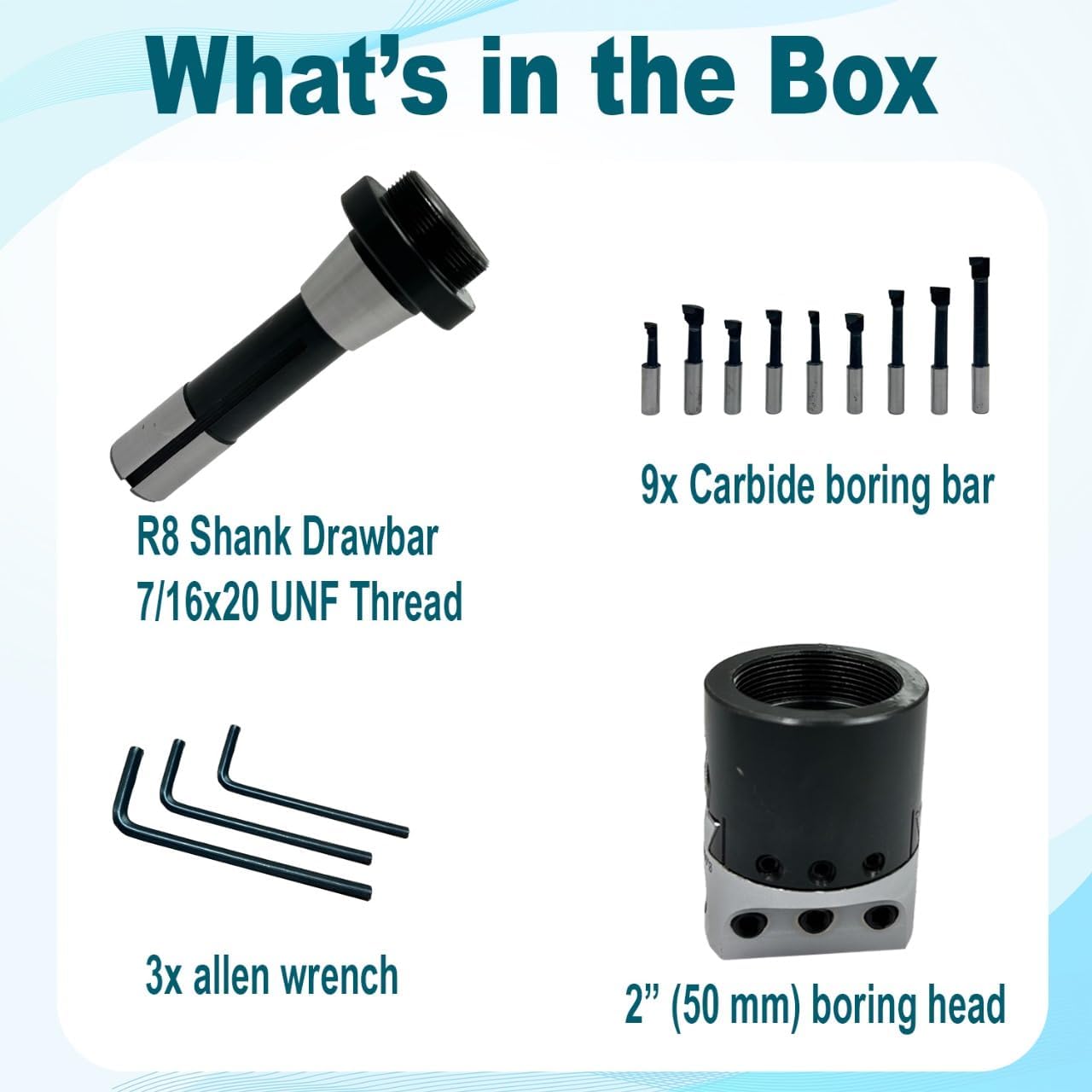 Precision Boring Head 2" for Milling & Lathe Machine 1 Div=0.0005" (R8 SHANK (7/16" UNF))