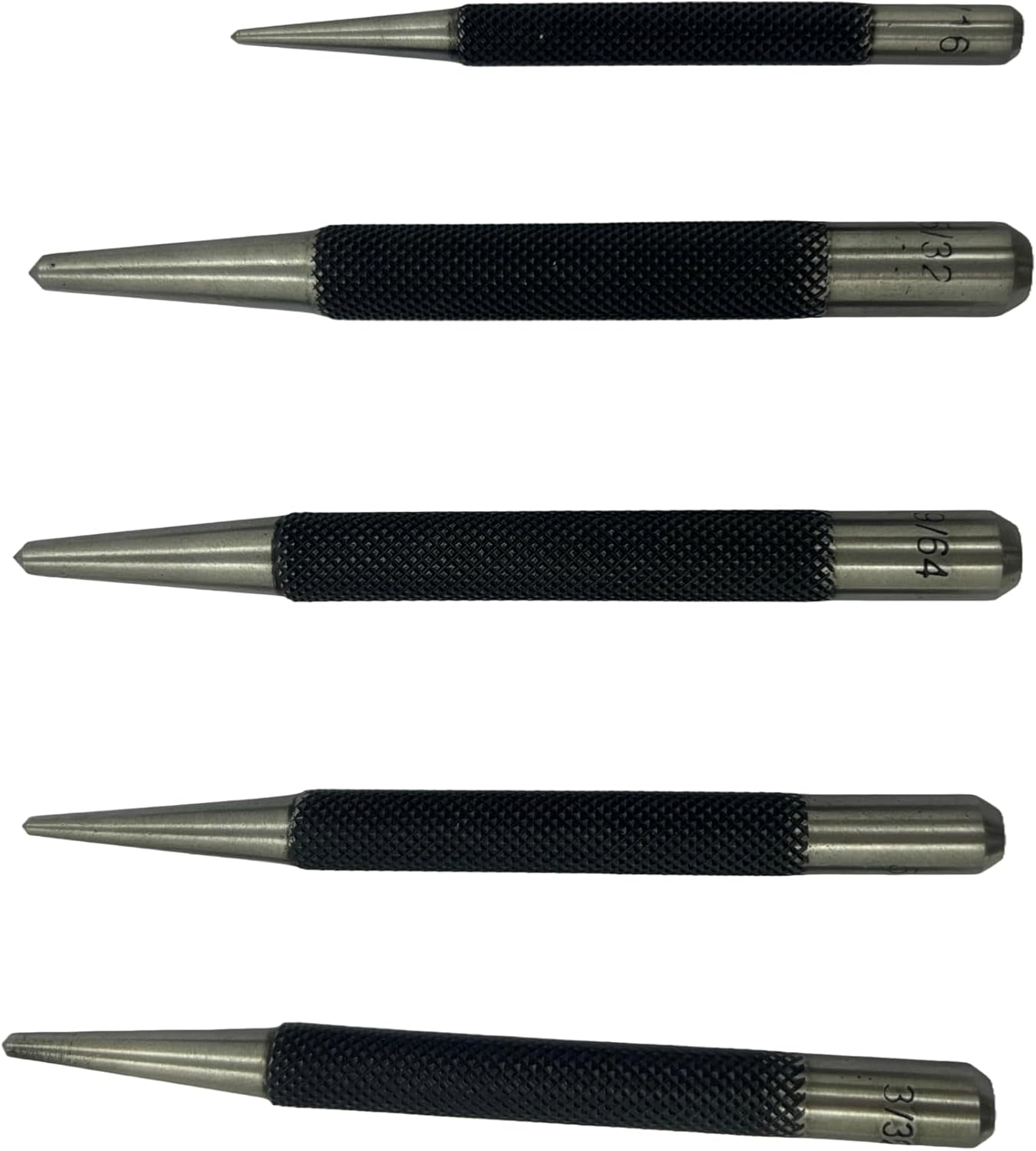 Set of 5 Round Head Center Punches for Metal and Woodworking – High-Quality Hand Tools