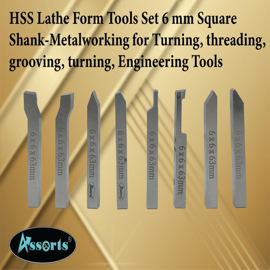 HSS Lathe Form Tools Set 6 mm Square Shank-Metalworking for Turning, threading, grooving, turning, Engineering Tools