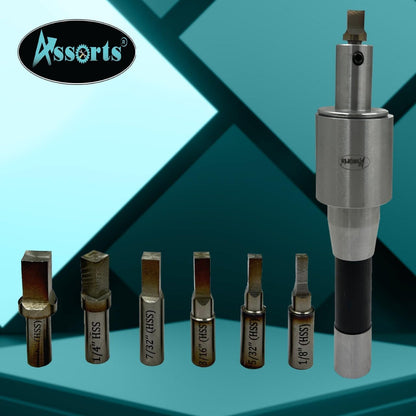 ASSORTS Precision Rotary Broach with R8 Shank (7/16" UNF Drawbar Thread) and H.S.S Square Punch 7 Pcs– Ideal for CNC, Lathe, Milling & Drilling Machines
