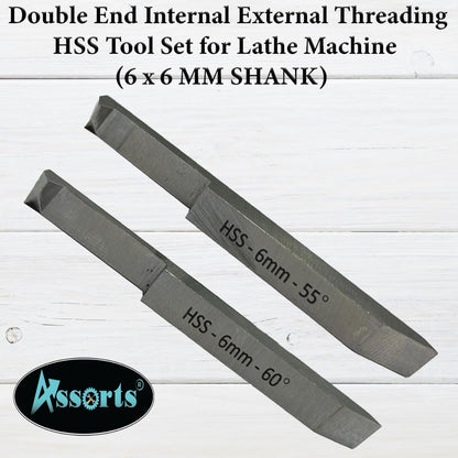 Double End Internal External Threading HSS Tool Set for Lathe Machine (6 x 6 MM SHANK)