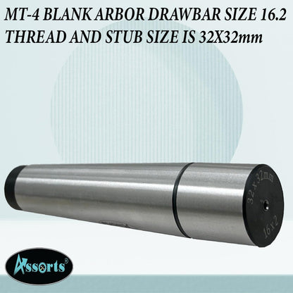 ASSORTS MT-4 BLANK ARBOR DRAWBAR SIZE 16.2 THREAD AND STUB SIZE IS 32X32mm