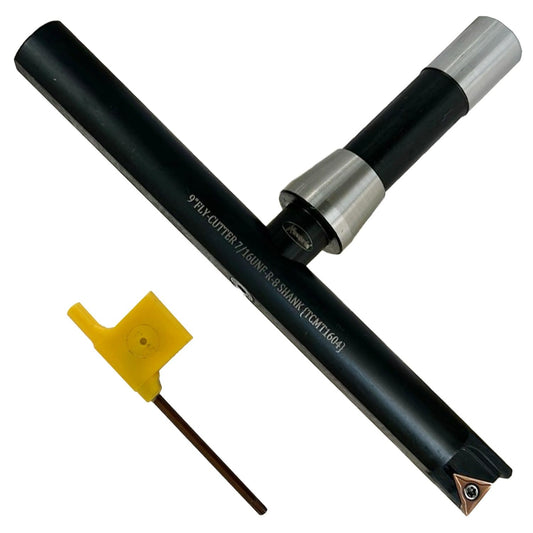 Assorts 9" Balanced Fly Cutter Indexable Face Milling Cutter with R8 Shank (7/16 UNF Drawbar Thread), Single Insert Tool, TCMT1604 Insert, Torx Screw & Star Key Included