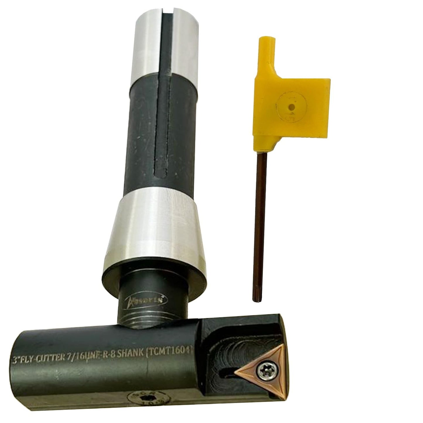 Assorts 3" Indexable Fly Cutter with R8 Shank (7/16"-20 UNF Drawbar Thread) – TCMT 1604 Carbide Insert Compatible – Precision Surface Facing Milling Tool