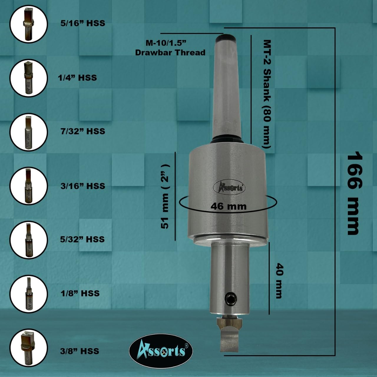 Assorts MT3 Teng Style Rotary Broach Holder with 7 HSS Hex Punches & Allen Key – Precision Internal Broaching Tool with Storage Box.