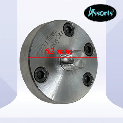 Assorts Back Plate M-14.1 Thread, 62mm Diameter for 65mm 3-Jaw & 4-Jaw Self-Centering Chucks, and 50mm 3-Jaw & 4-Jaw Self-Centering Chucks, Ideal for 3" & 4" Regular and Tilting Rotary Tables