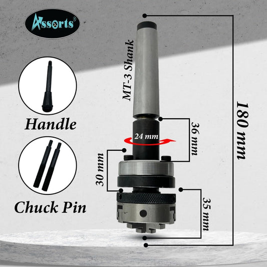 Lathe Tailstock Die Holder 3MT Shank- Tapping Threading Reaming Drilling+ 50 mm 3 jaw Self-Centering Chuck