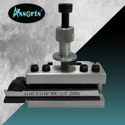 Quick Change Tool Post Holder for Boxford, Warco & Similar Size Lathe Machine (T51 STD Holder W/Parting Cut Off Holder (1/2" Blade))
