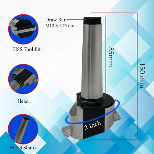 Fly Cutter MT3 Shank (M12 x 1.75 Drawbar) for Lathe & Milling Machine with HSS Bitx