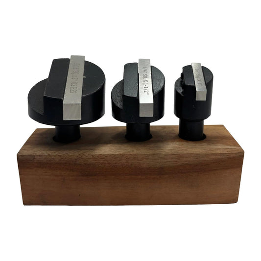 Set of 3 Pcs Fly Cutters 1/2" SHANK + HSS Tool Bit-Wooden Stand