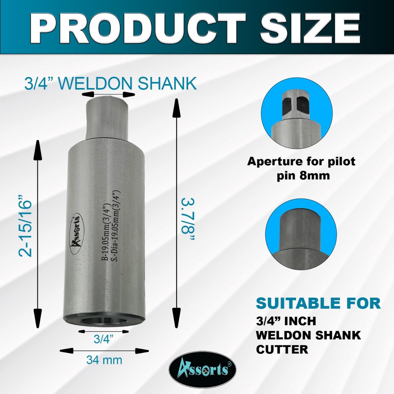 Assorts Annular Cutter Holder – 3/4" (19.05mm) Bore & Shank | Hardened & Precision-Ground Tool Steel for CNC, Milling & Drilling Machines