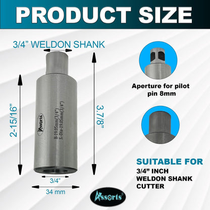 Assorts Annular Cutter Holder – 3/4" (19.05mm) Bore & Shank | Hardened & Precision-Ground Tool Steel for CNC, Milling & Drilling Machines