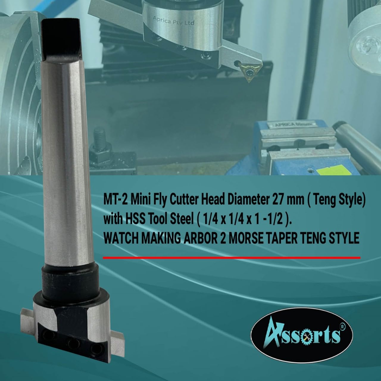 MT-2 Mini Fly Cutter Head Diameter 27 mm (Teng Style) with HSS Tool Steel (1/4" x 1/4" x 1-1/2") – Watchmaking Arbor 2 Morse Taper Teng Style