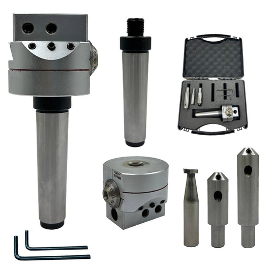 Boring Head Diameter 62 mm with 2 x Fly Cutting Tool Holders & 2 x Carbide Brazed Tools II 1 Division: 0.01 mm (MT3 (M12 x 1.75 Drawbar))