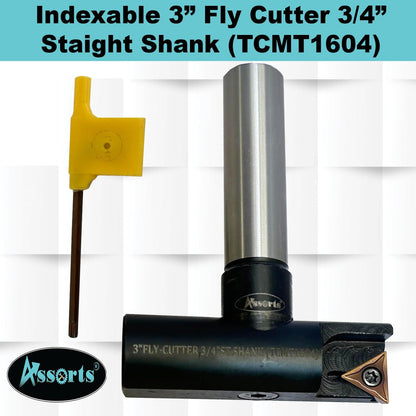 ASSORTS New Balanced Design 3″ Indexable Fly Cutter with 3/4″ Straight Shank, Single Insert Face Milling Cutter, TCMT1604 Insert, Torx Screw & Star Key Included