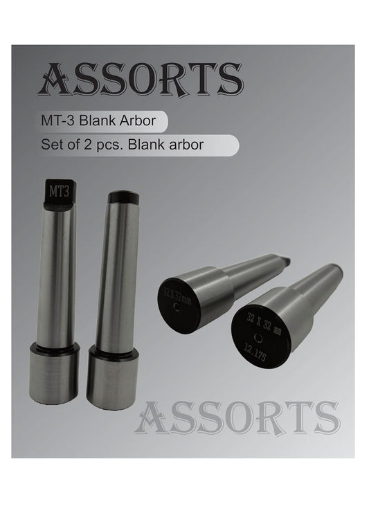 Assorts MT-3 Blank Arbor Teng and Drawbar with 12.175 Thread and 32x32mm Stub Size (Set of 2 Pieces)