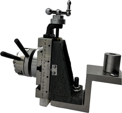 Assorts New Mini Fixed Vertical Slide (90mm x 50mm) with 3-Slots and Precision Side Scale, Z-Angle Plate, and 50mm 4-Jaw Self-Centering Chuck with Back Plate - for Mini Lathe Metalworking Projects