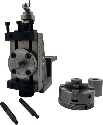 Assorts Mini Vertical Slide 90x50mm (2-Slot) – Fixed & Swivel, 3-Jaw/4-Jaw, Base Plate & Z-Angle Plate for Mini Lathe (Fixed Slide (2-Slot) + 4-Jaw Chuck + Z-Angle Plate)