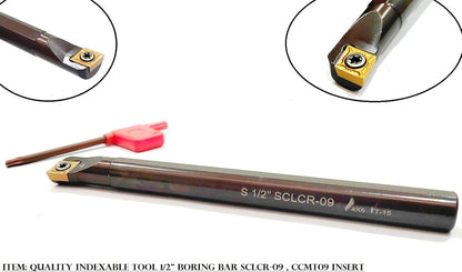 Indexable Internal Boring Bars with Insert & Key for CNC Lathe Machine (1/2" Shank)