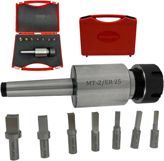 MT2 Shank Rotary Broach ER-25 Adapter with 7 Square Punches