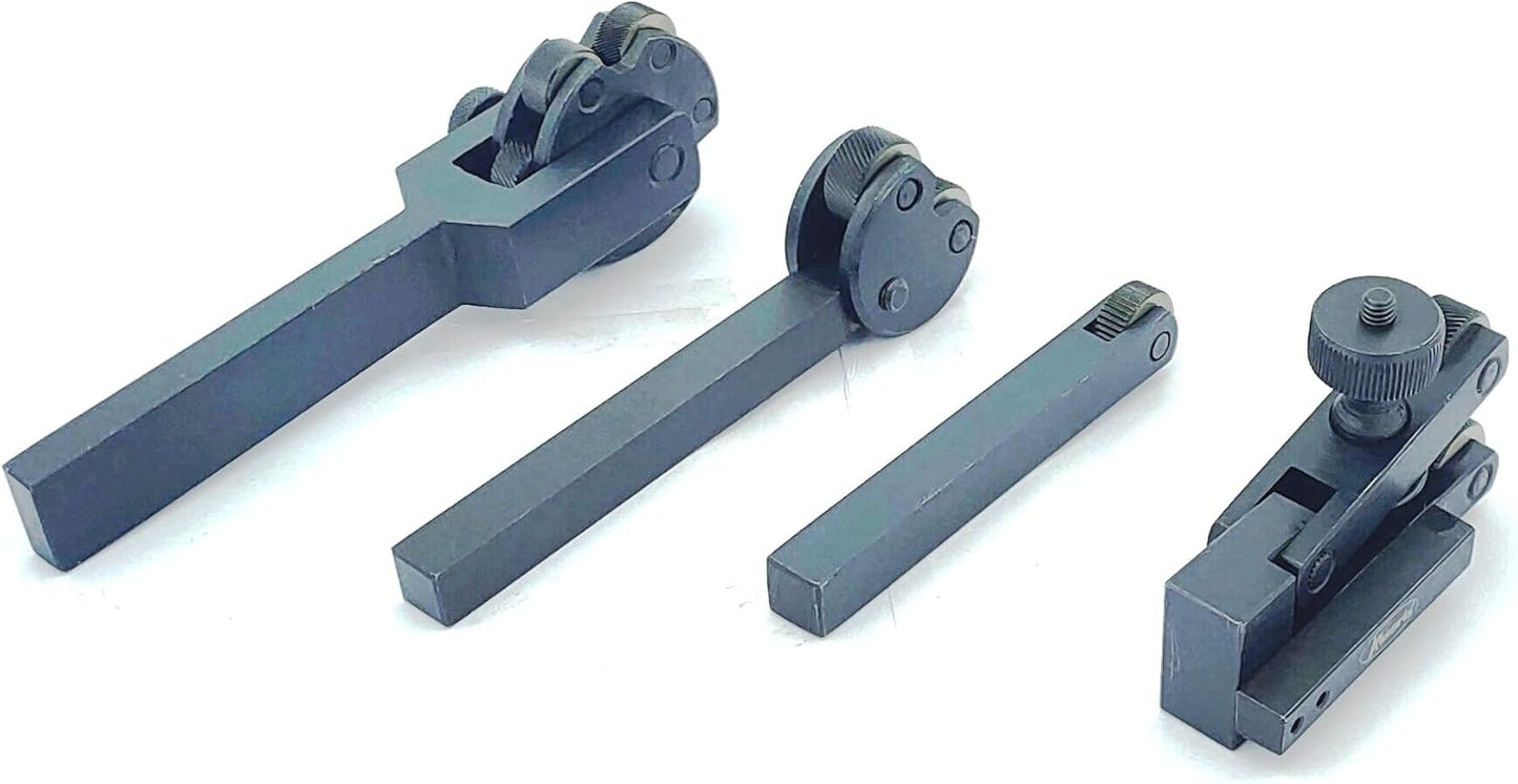 ASSORTS 4-Piece Lathe Knurling Tool Set – Tool Steel Knurling Tools with Hardened EN31 Knurls, Precision-Ground, Epoxy Black Rust-Free Finish, Mixed Sizes & Patterns for Metal Turning