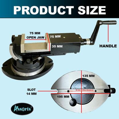Precision Milling Vise Vice Swivel Base & Angle Tilting 2 way-Jaw 3" Inches (75 mm)