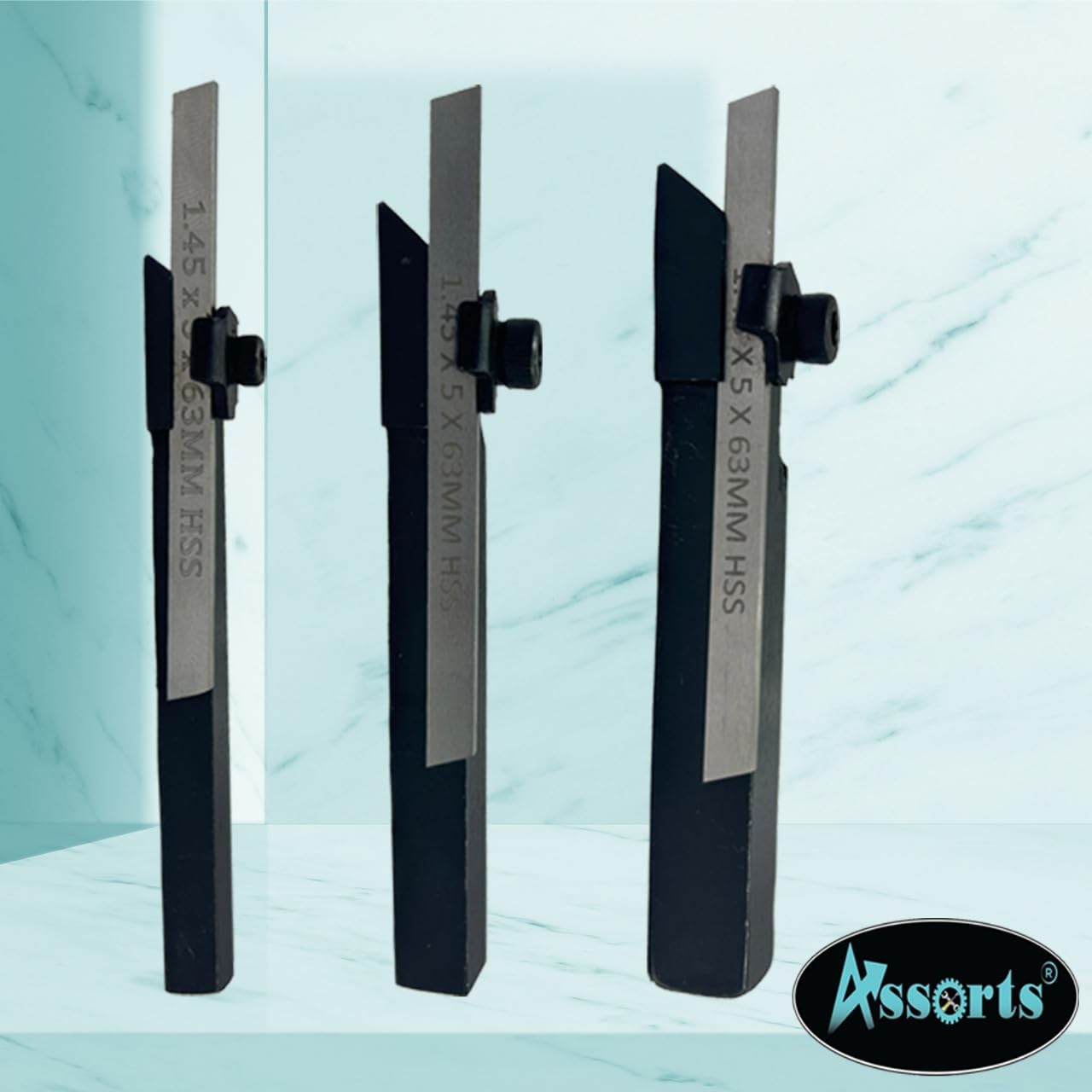 Assorts Mini Cut-Off Parting Tool Set - Includes 6mm, 8mm, and 10mm Shank Sizes with HSS Parting Blade, and Mini Turning Tool Holder with 10mm Shank - Left, Right, and Straight Turning Tools