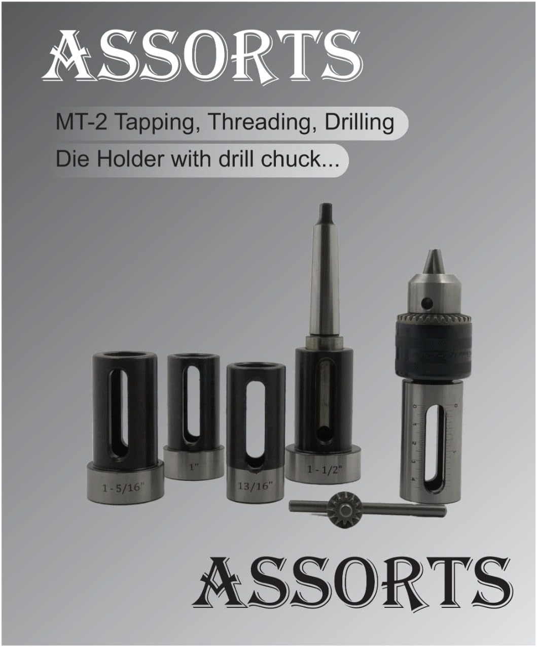 ASSORTS MT-2 TAPPING/DRILLING/THREADING ATTACHMENT WITH DIE HOLDER WITH DRILL CHUCK
