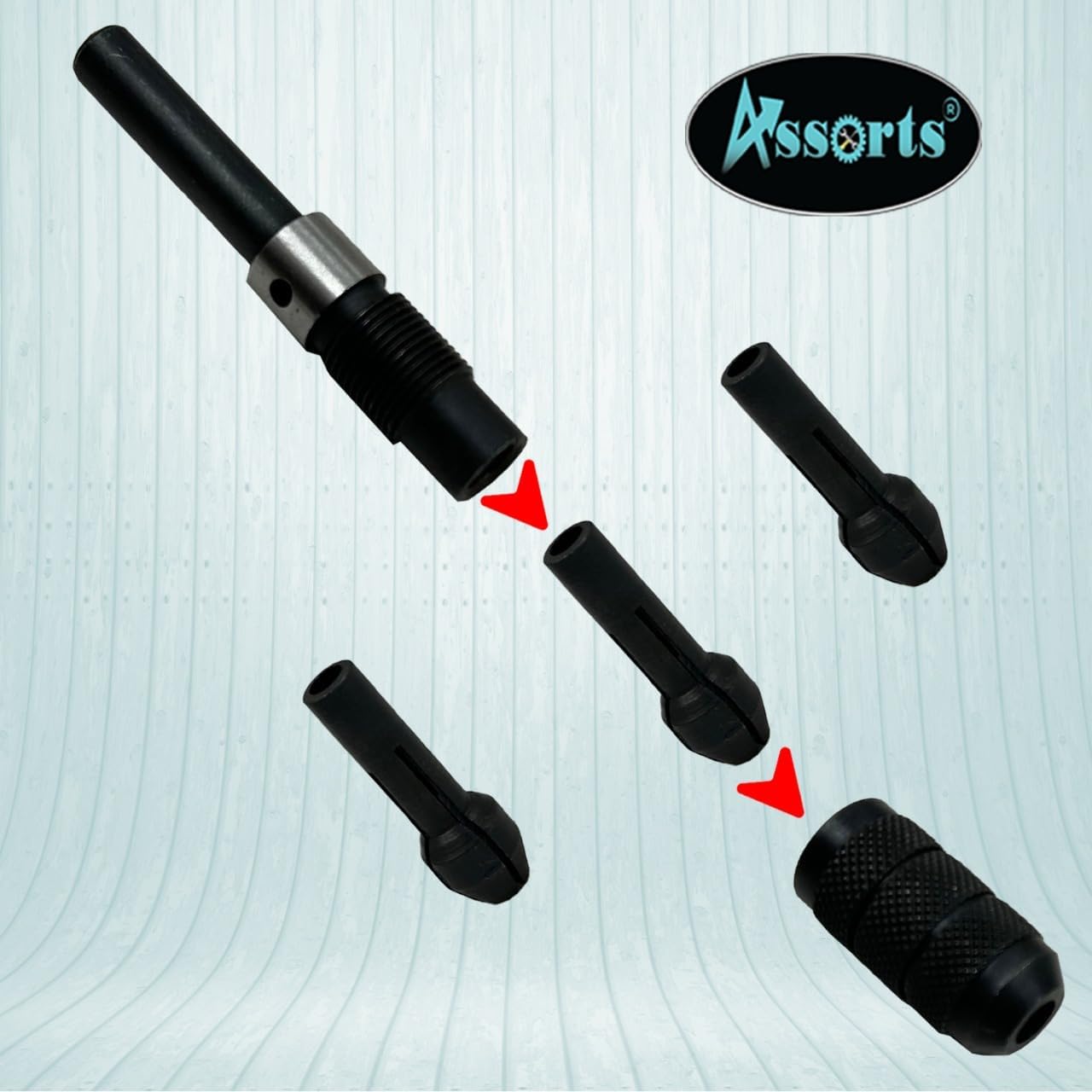 3 Piece Pin Chuck Set-Capacity: 0"-1/32", 1/32"-1/16", 1/16"-3/32"-Small Drill Bits
