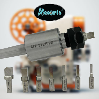 MT2 Shank Rotary Broach Kit with ER-20 Adaptor & 7-Piece Square Broach Set – Precision Tooling for CNC and Milling Machines