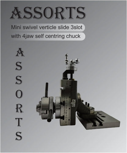 Assorts Mini Swivel Vertical Slide 90x50mm (3-Slot) – 3-Jaw / 4-Jaw Chuck, Base Plate for Mini Lathe Metalworking