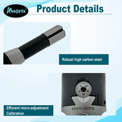 Assorts' Quality Boring Head 2" Inches for Milling & Lathe Machine (R8 Shank (7/16 UNF Drawbar))