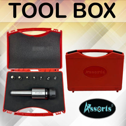 MT3 Shank Rotary Broach Kit with ER-25 Adapter and 7-Piece Hex Broach Set