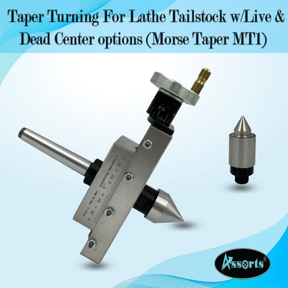 Design Patent Taper Turning For Lathe Tailstock with Live & Dead Center options - Straight Shank 12mm