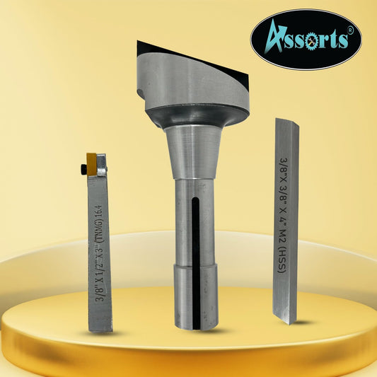 Assorts 2.5" Fly Cutter with R8 Shank (7/16" UNF Drawbar) for Milling Machines – Includes 3/8" Square HSS Tool Bit and Indexable Carbide Insert Tool