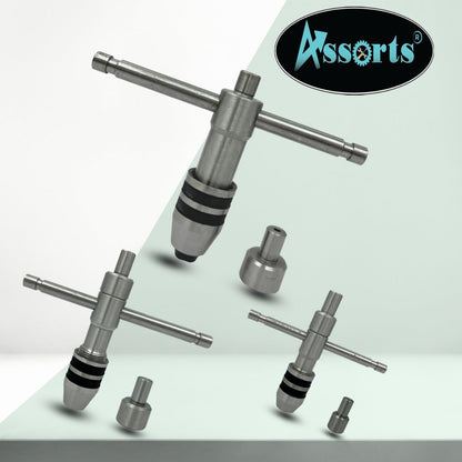 ASSORTS 3-Piece Precision Tap Wrench Set with Rotating Cap - Innovative Design for Enhanced Runout Accuracy