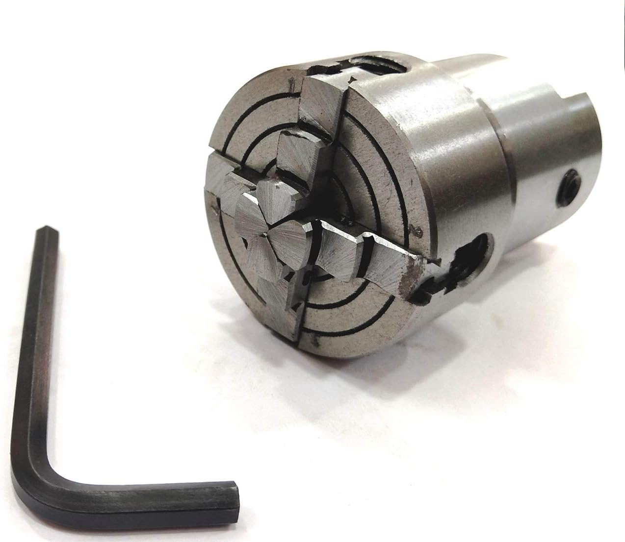 Lathe Spindle Adapter Connects 3/4" x 16 TPI Machine Spindle to M12 x 1 Threaded Chucks (ADAPTOR WITH 50 MM 4 JAW INDEPENDENT CHUCK)