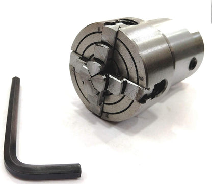Lathe Spindle Adapter Connects 3/4" x 16 TPI Machine Spindle to M12 x 1 Threaded Chucks (ADAPTOR WITH 50 MM 4 JAW INDEPENDENT CHUCK)