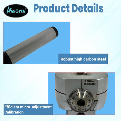 Boring Head Diameter 62 mm with 2 x Fly Cutting Tool Holders & 2 x Carbide Brazed Tools II 1 Division: 0.01 mm (MT3 (M12 x 1.75 Drawbar))