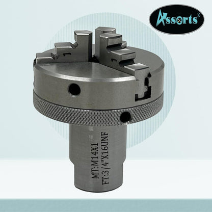 Lathe Spindle Adapter Connects 3/4" x 16 TPI Machine Spindle to M14 x 1 Threaded Chucks (ADAPTOR WITH 70 MM 4 JAW INDEPENDENT CHUCK)