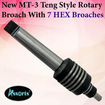 Assorts New MT-3 Teng-Style Rotary Broach with 7 Hex Punches Set