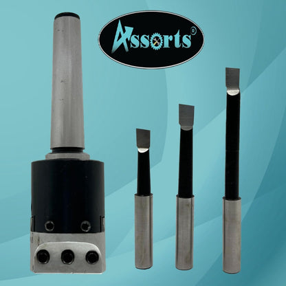 Quality precision boring head diameter 1.5" inches with carbide tools// 1 DIV: 0.001 THOU (2MT SHANK (BSW 3/8" X 16 TPI DRAWBAR))