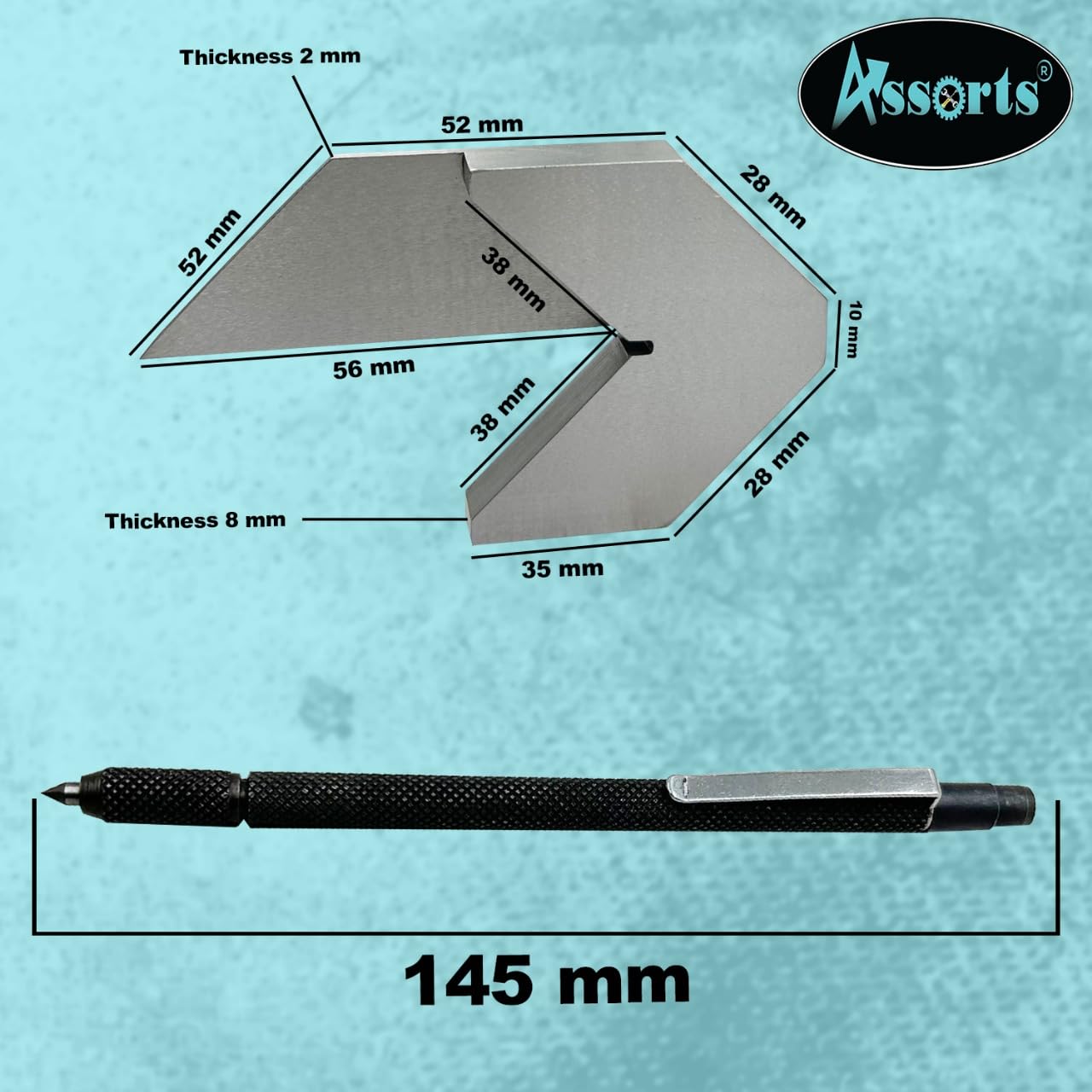 ASSORTS Starter Engineer Kit (Try Squares, Center Square & Carbide Scriber Pen) Wooden Packaging