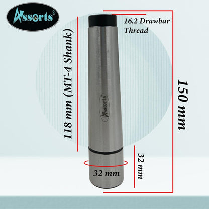 ASSORTS MT-4 BLANK ARBOR DRAWBAR SIZE 16.2 THREAD AND STUB SIZE IS 32X32mm