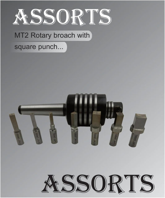 ASSORTS New MT-3 Teng Style Rotary Broach with 7 Square Punch (inch)