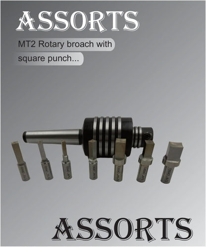 Assorts Lathe's High-Precision Live Revolving Center with Straight Shank, Featuring Square tool and High-Speed Rotary Broach (HSS) for Superior Machining Accuracy, Stability, and Versatility